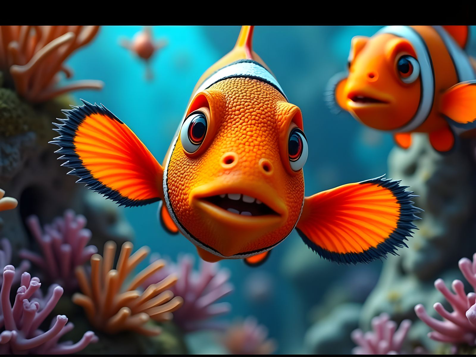 Whimsical Cartoon Clownfish in CGI Style