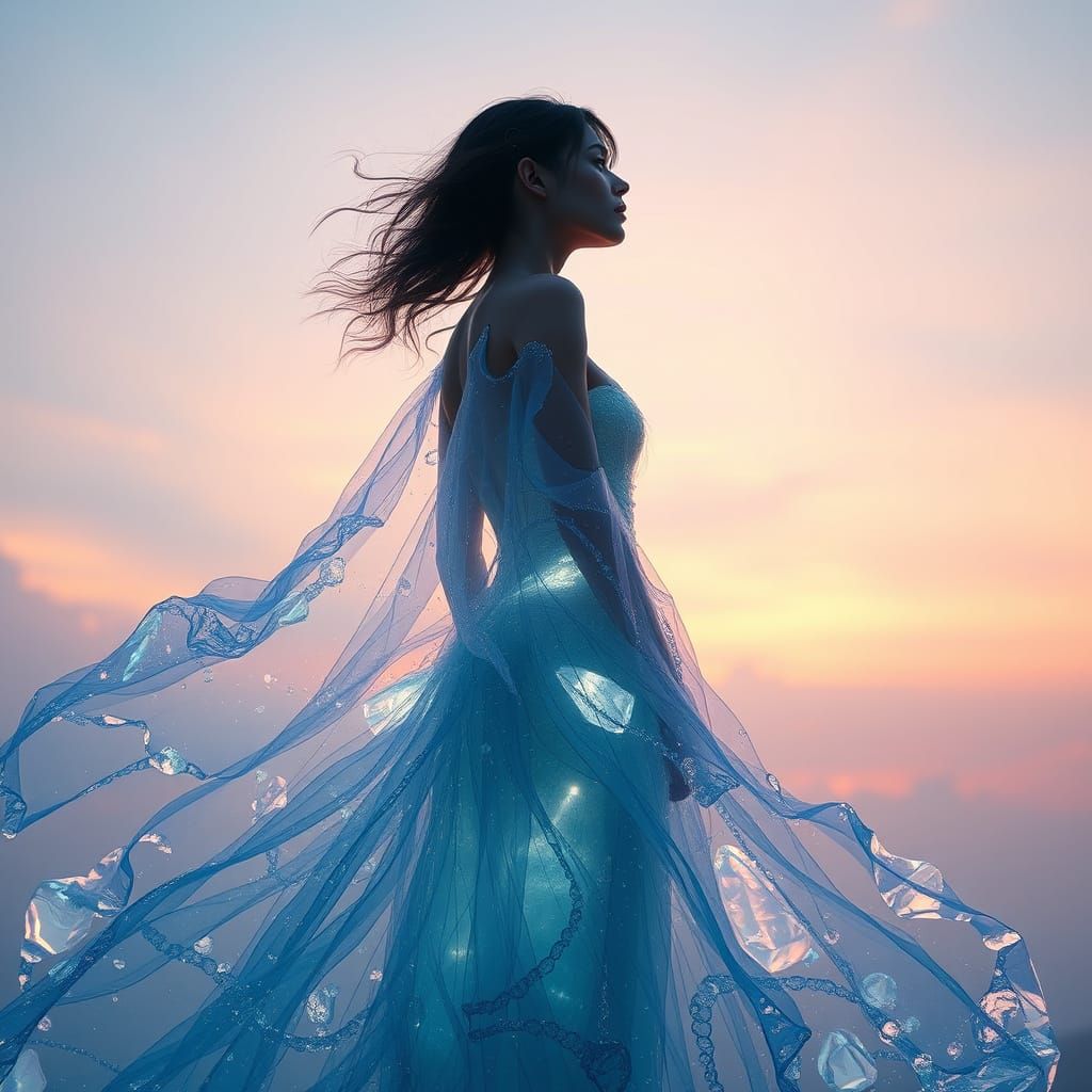Ethereal Goddess in Radiant Crystal Gown
