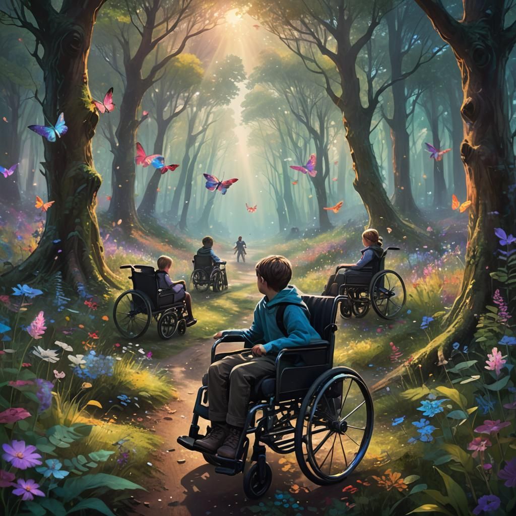 Mystical Forest Flight: Fantasy Art Nouveau Concept