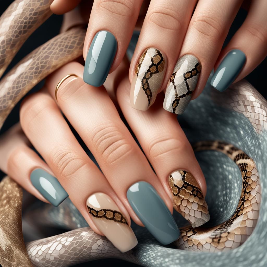 Elegant Snake Nail Art in Dreamy Light