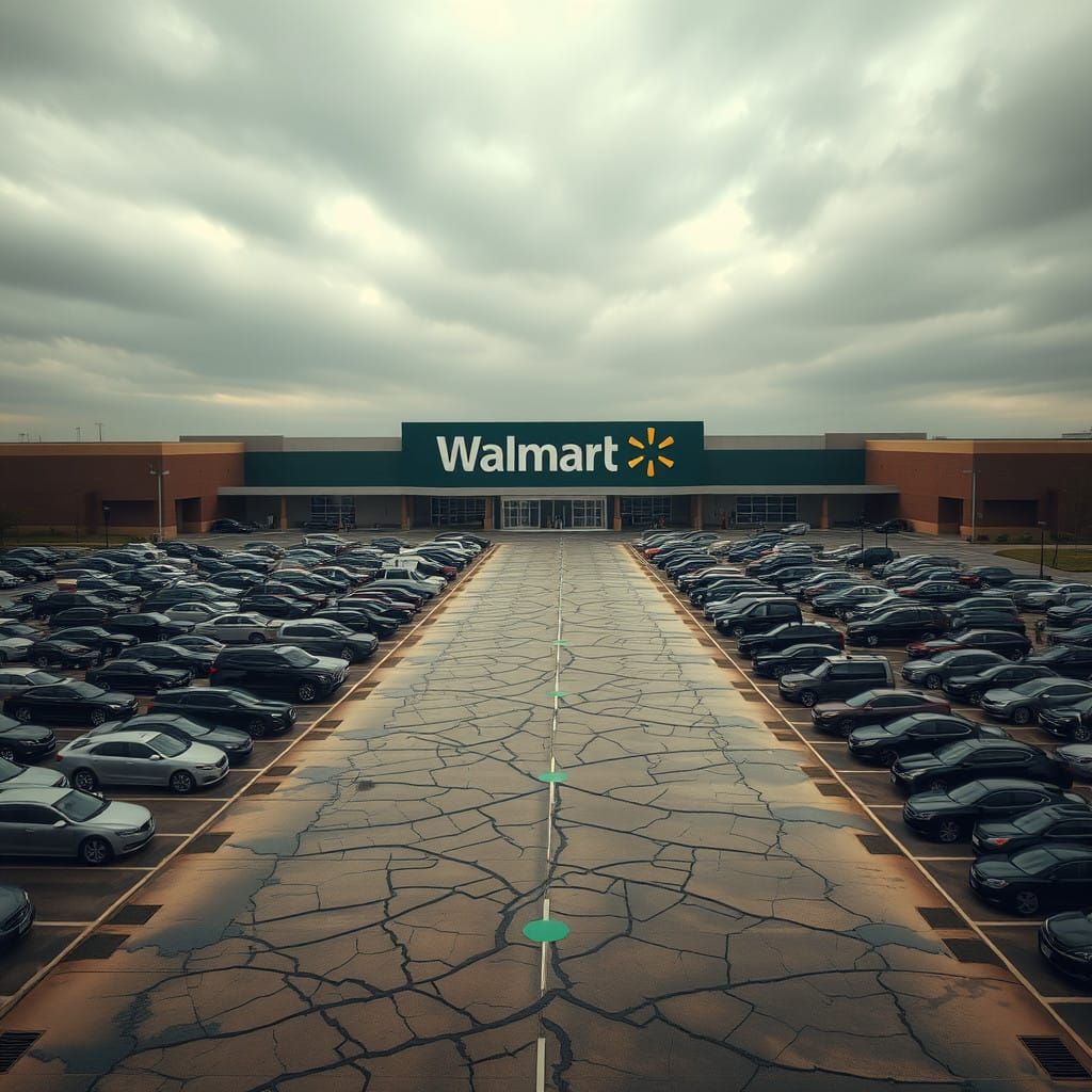 Dystopian Walmart Landscape in Earthy Tones