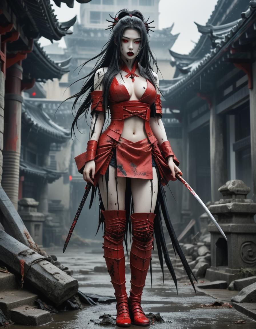 Most beautiful attractive natural Gothic samurai ,  horror ,...