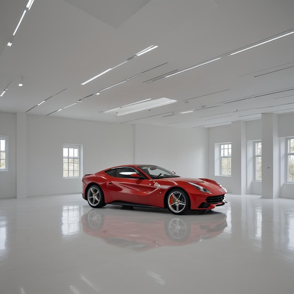 Candy Red Ferrari F12 in Minimalist Setting