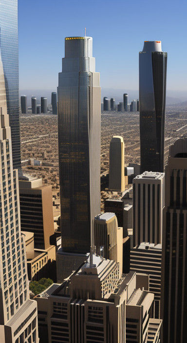 Epic Art Deco Cityscape in Downtown Los Angeles