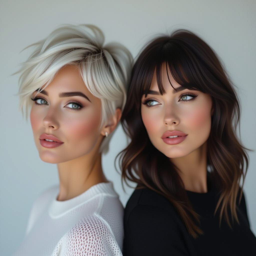 Two Women Posing in Cinematic Film Still Style