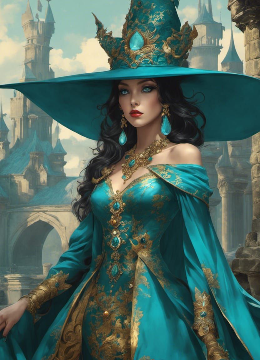Haute Couture Witch in Extravagant Castle