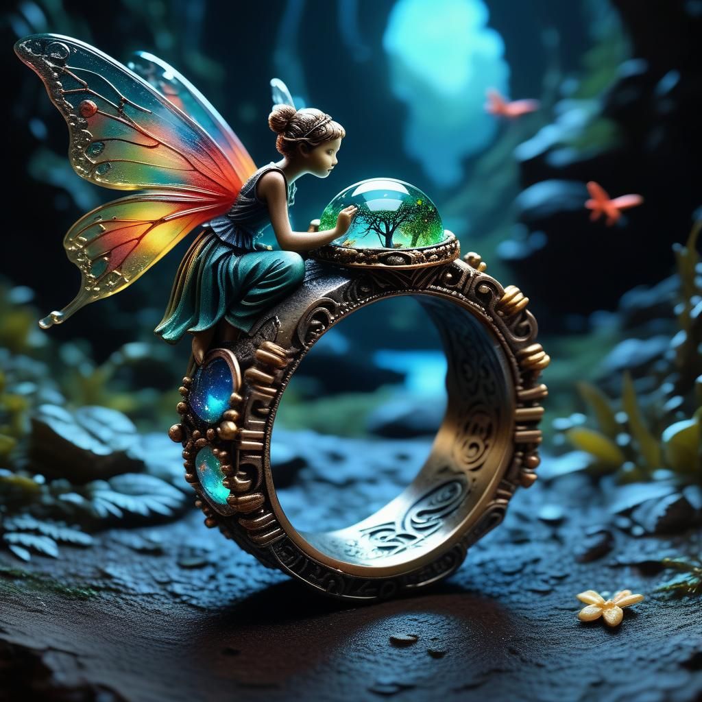 Fairy Utopia Resin Ring: Digital Matte Painting