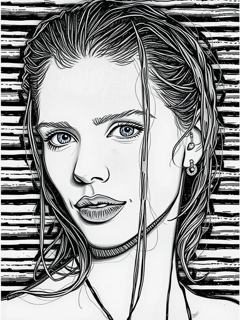 Elegant Woman with Bob, in Impressionist Style