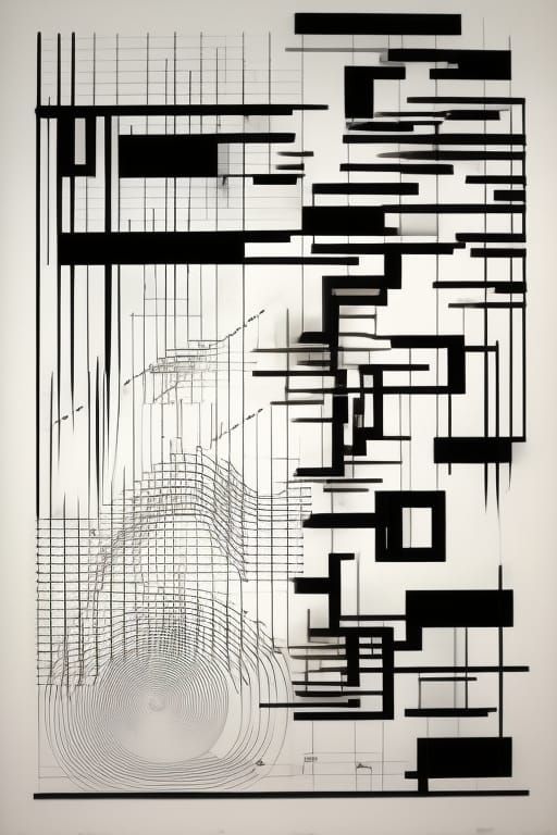 Complex Graphic Musical Score in Black and White