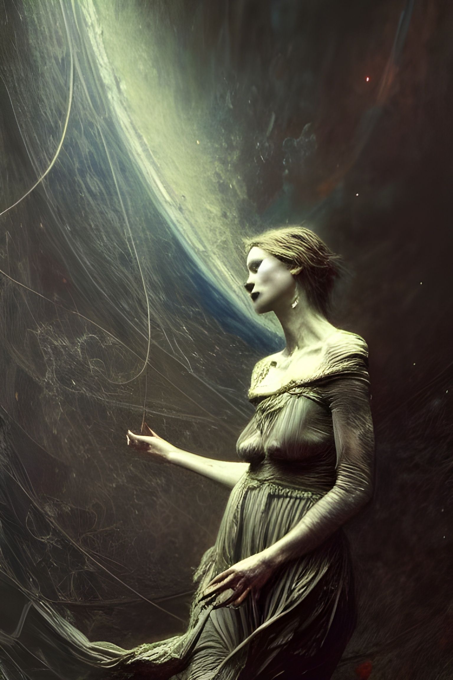 Mysterious Zombiecore Scene as Oil Painting