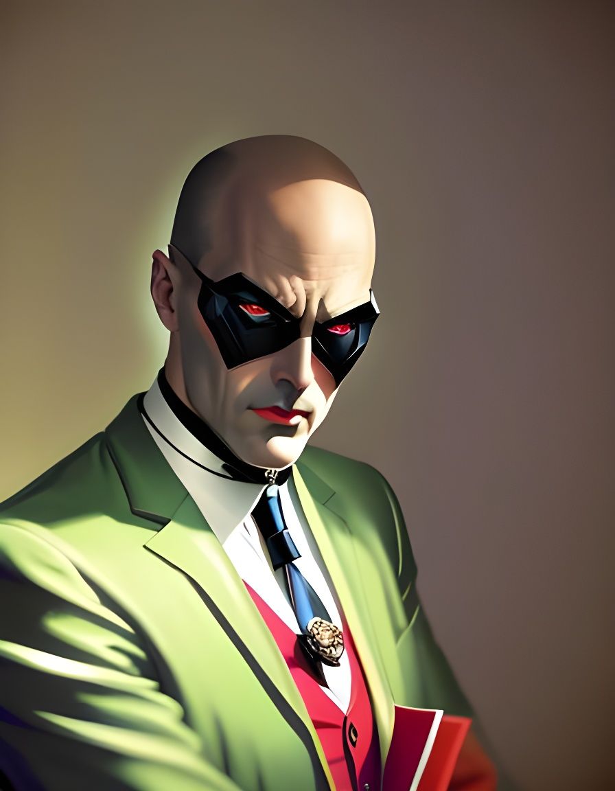 Bald Supervillain in Science Fiction Comic Style