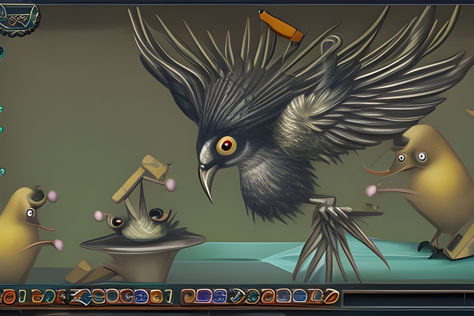 Bizarre Mechanical Bird Construction in Hyperrealism