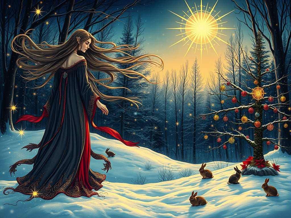 Ethereal Wiccan Figure Under Starlight