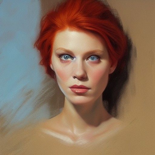Princess Minerva Red Hair: Oil Painting Portrait