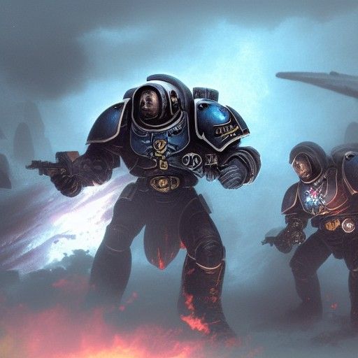 Space Marine in Epic Battle: Matte Painting