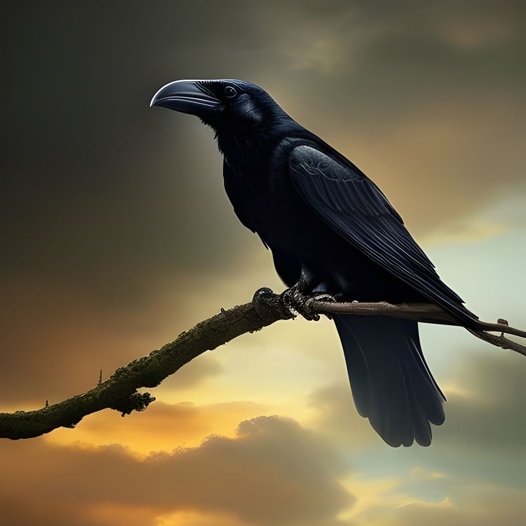 Medieval Raven in Classical Painting Style