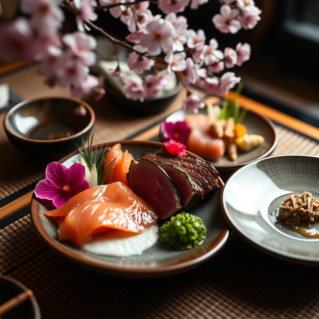 Exquisite Kaiseki Dish in Traditional Japanese Setting