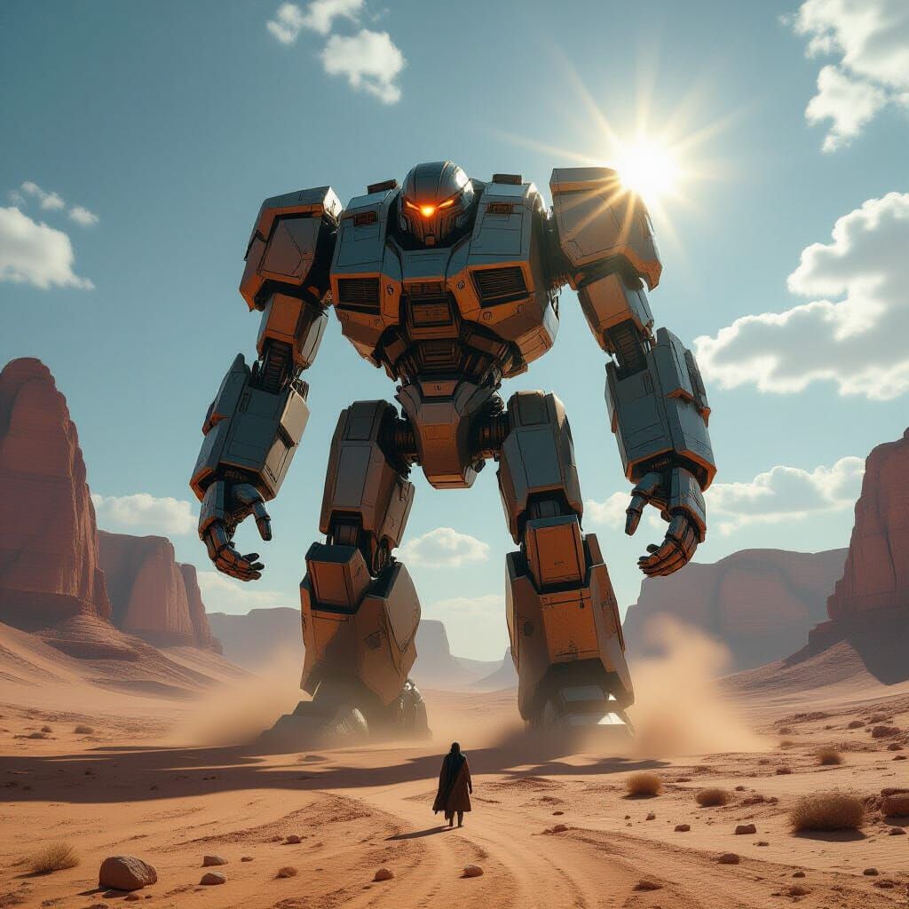 Colossal Ancient Robot Awakens in Alien Desert