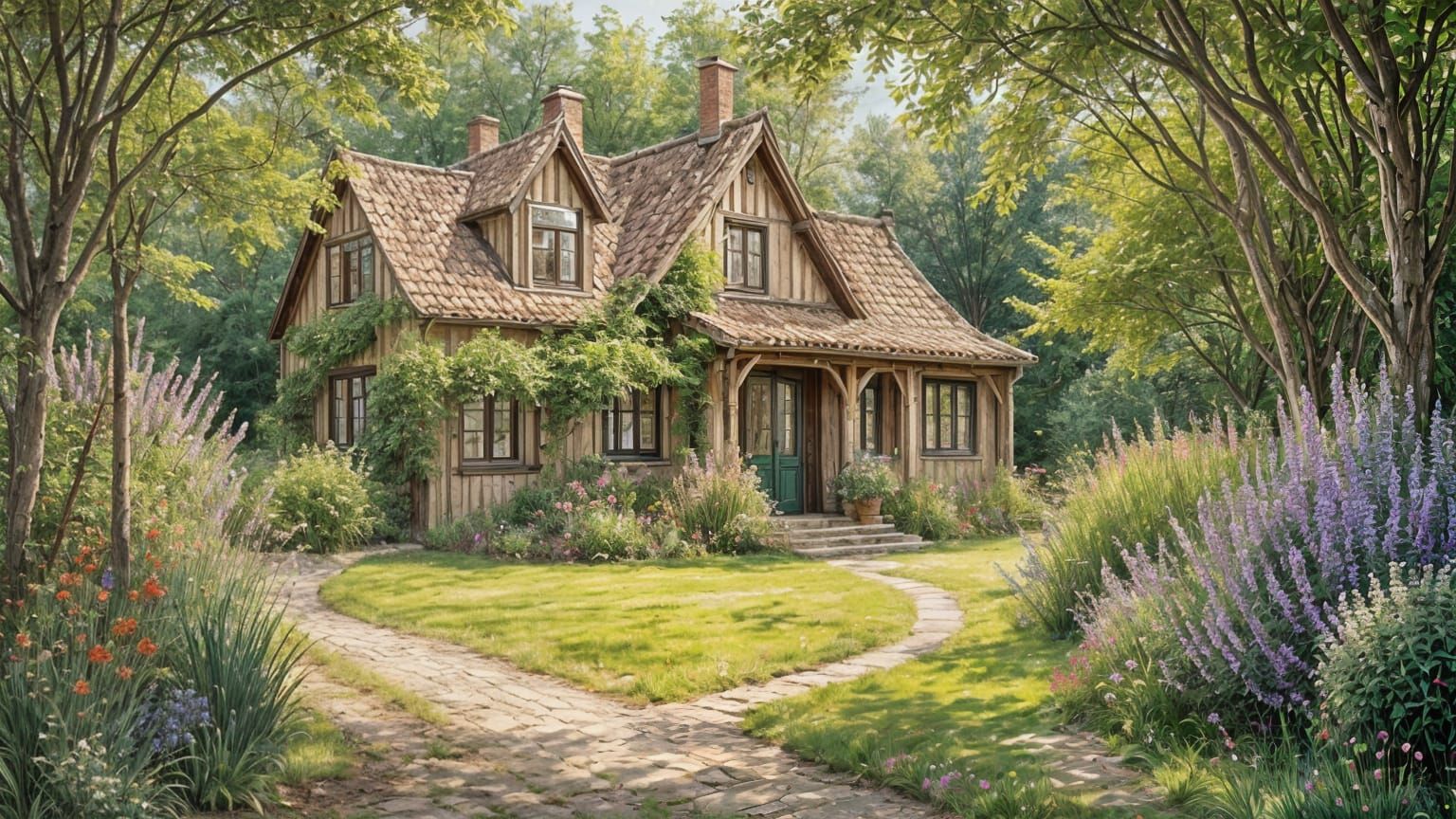 A Charming Danish Watercolor of Bjælkestuen Entrance