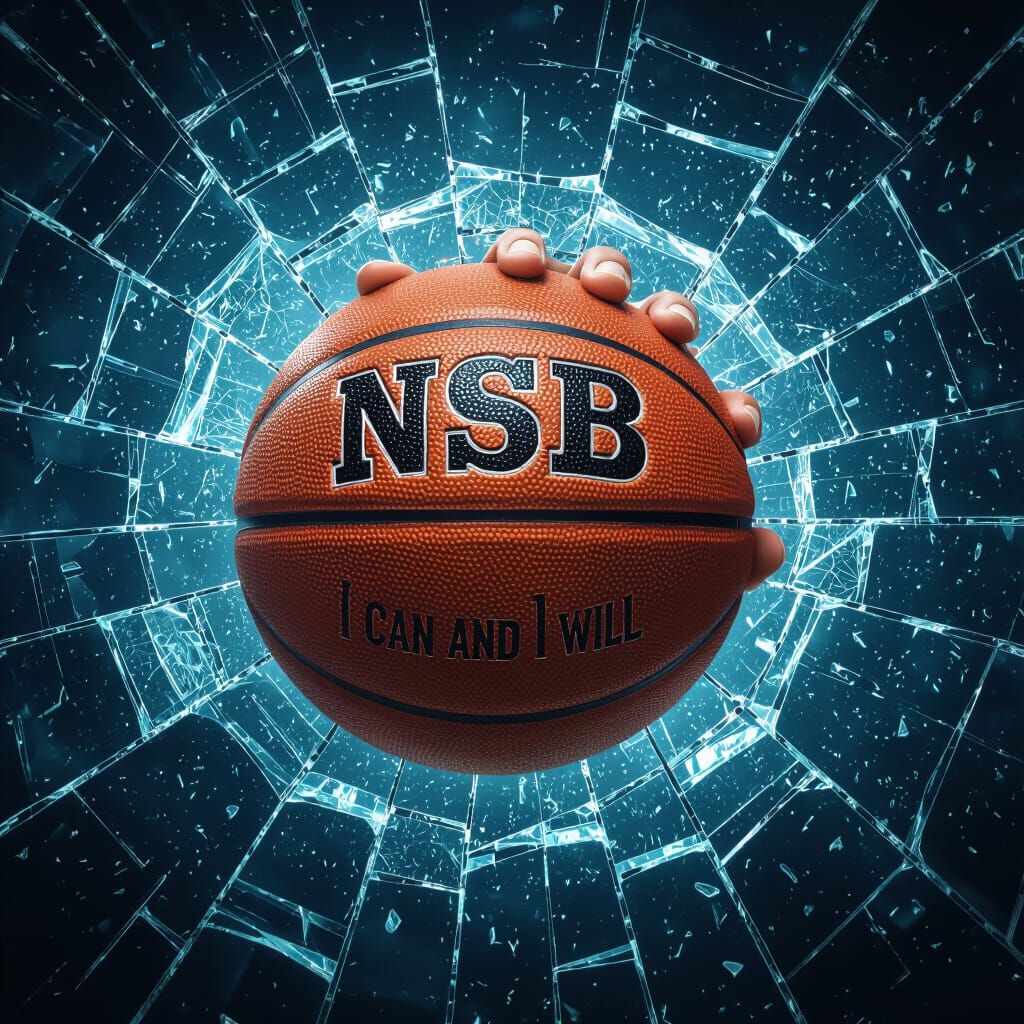 Athlete's Motivational Basketball in Shattered Glass 4K