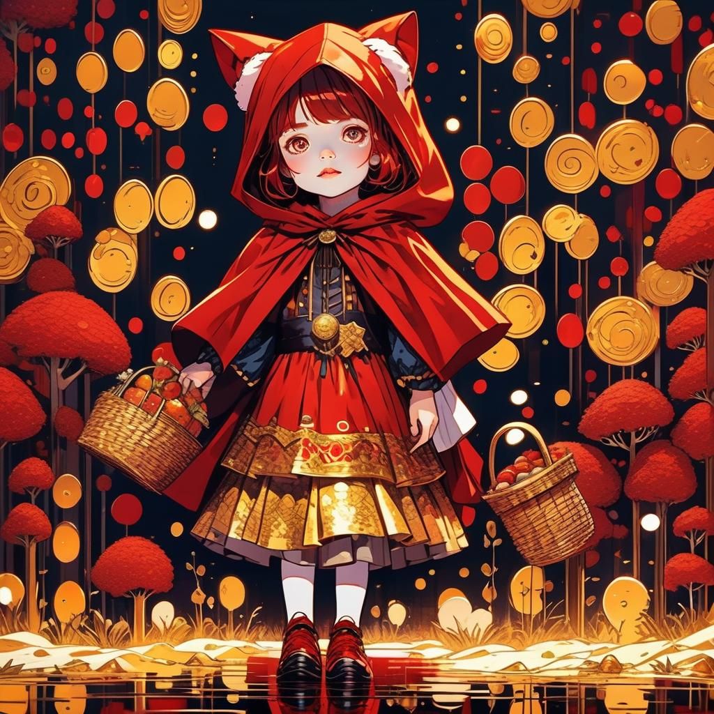 Little Red Riding Hood in Klimt Style