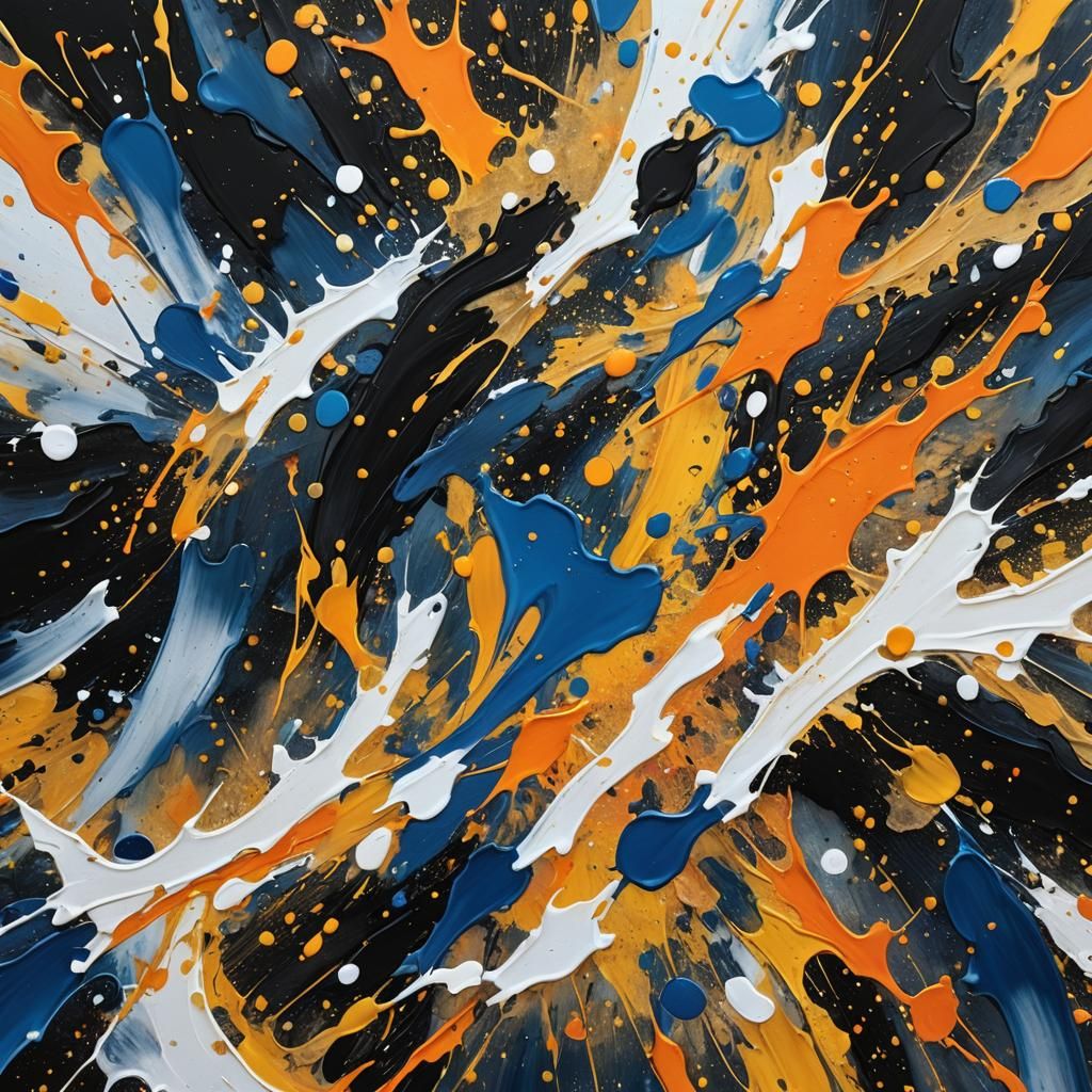 Dynamic Abstract Expressionist Painting with Vibrant Splatte...