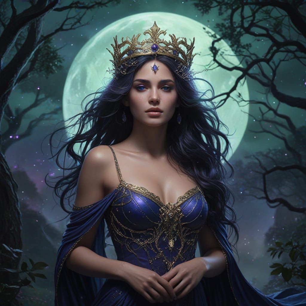 Ethereal Goddess of the Moonlit Forest