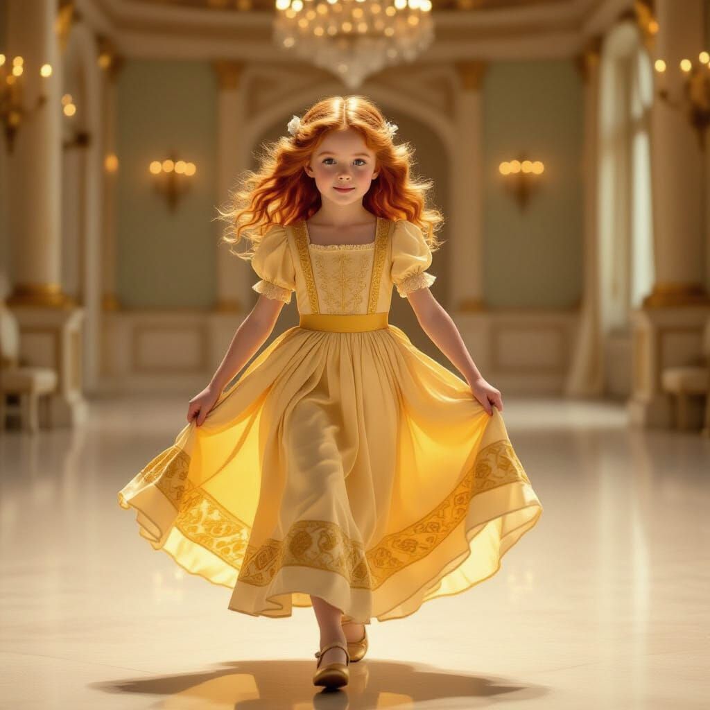 Girl Dancing in Ballroom, Art Nouveau Style