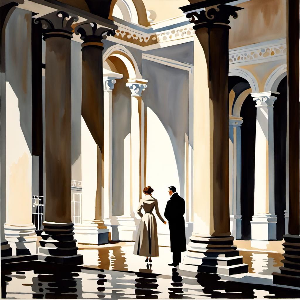 Winter Palace Scene in Watercolour Style