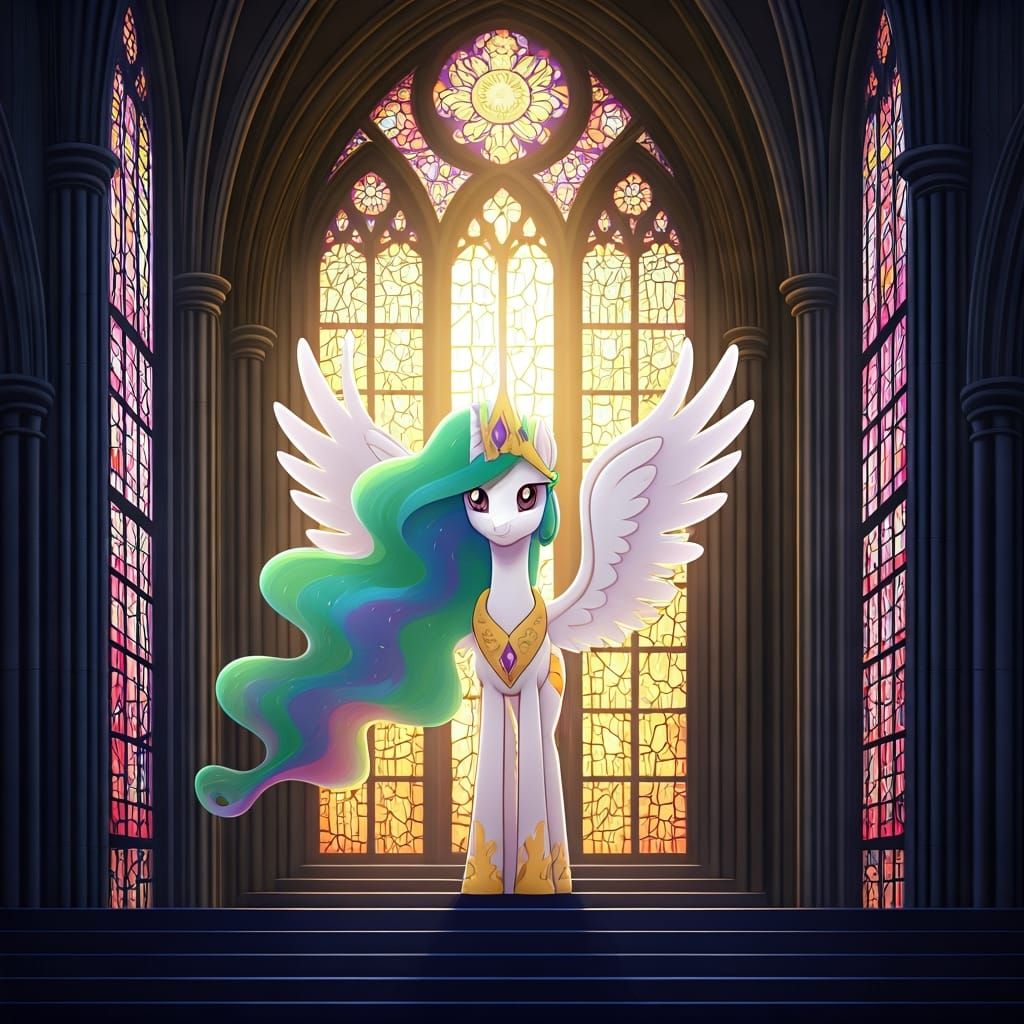 Princess Celestia as Stained Glass, Digital Art