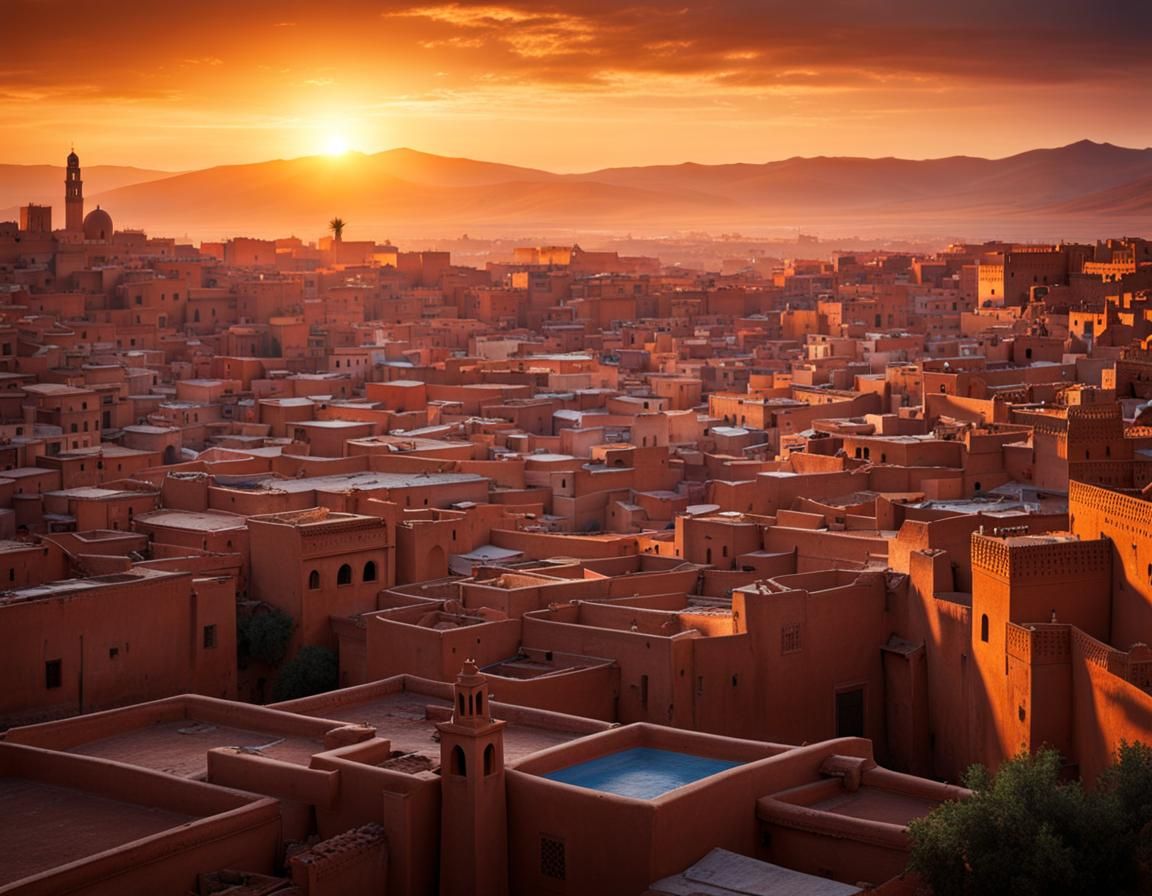 Morocco Cityscape at Magic Hour