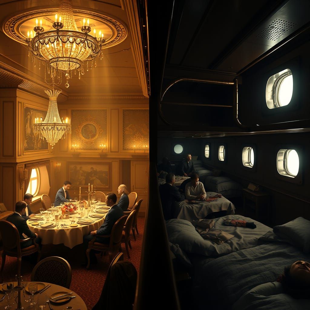 Juxtaposed Luxury and Poverty on the Titanic's Grand Stairca...