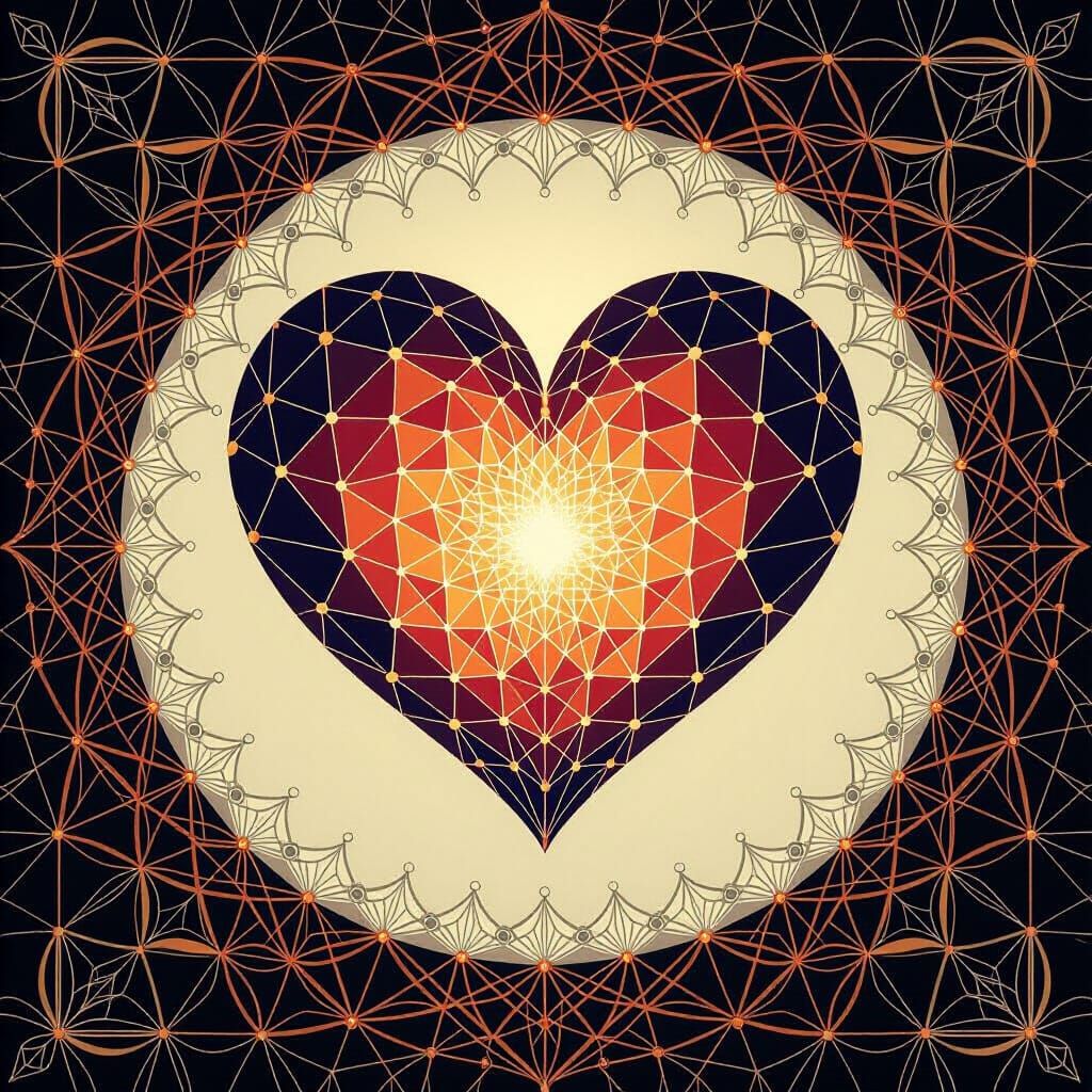 Inverted Love Heart in Neo-Impressionist Style