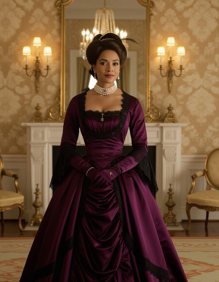 Elegant Black Woman in Gilded Age Portrait