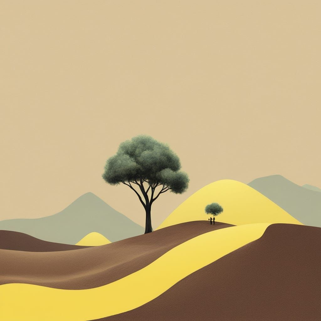 Abstract Surrealism Painting of Desert Landscape