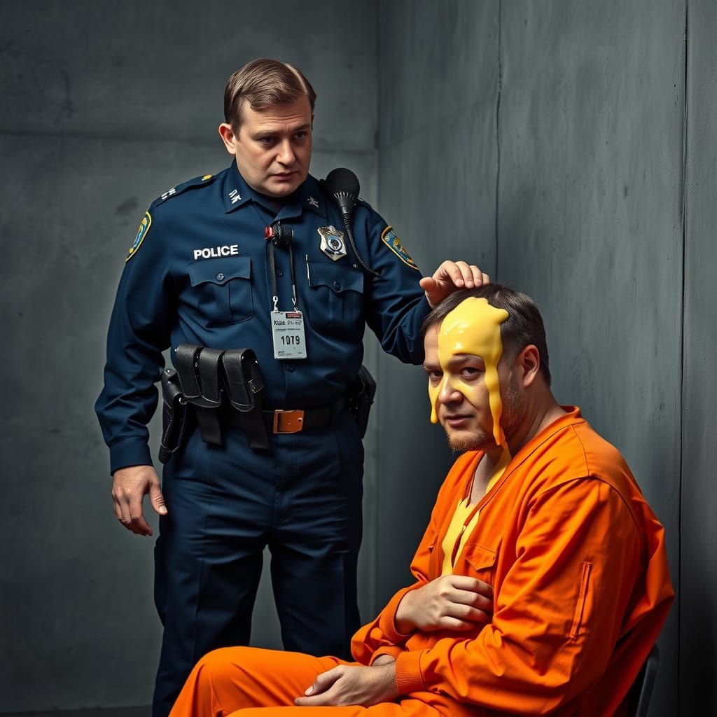 Police Officer Covers Prisoner in Custard in a Surreal, Humo...