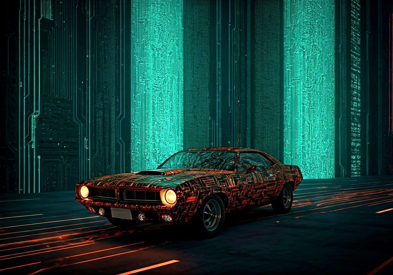 Cyberpunk City Built From Circuits and Code