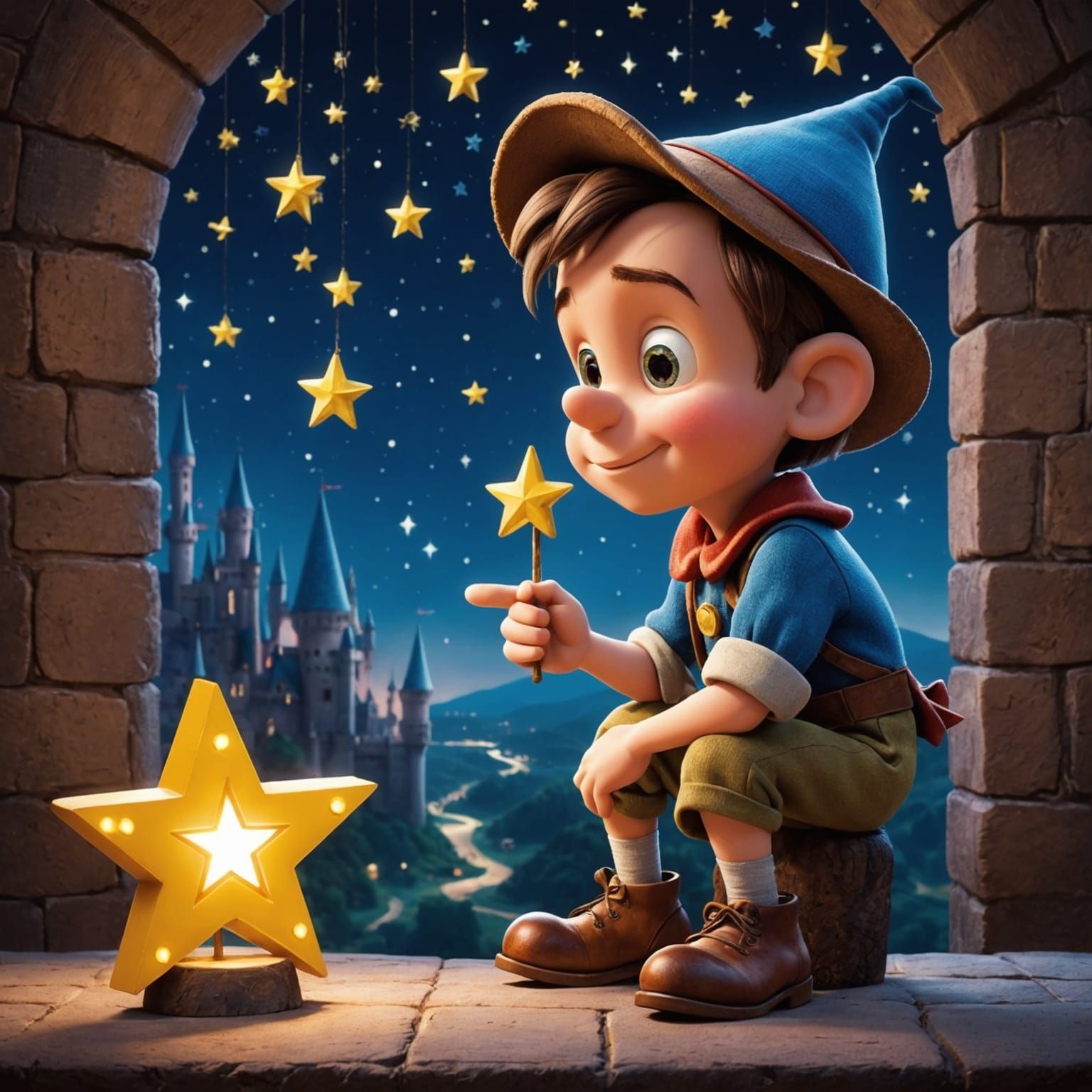 Pinocchio's Wish: A Pixar-Style 3D Rendering