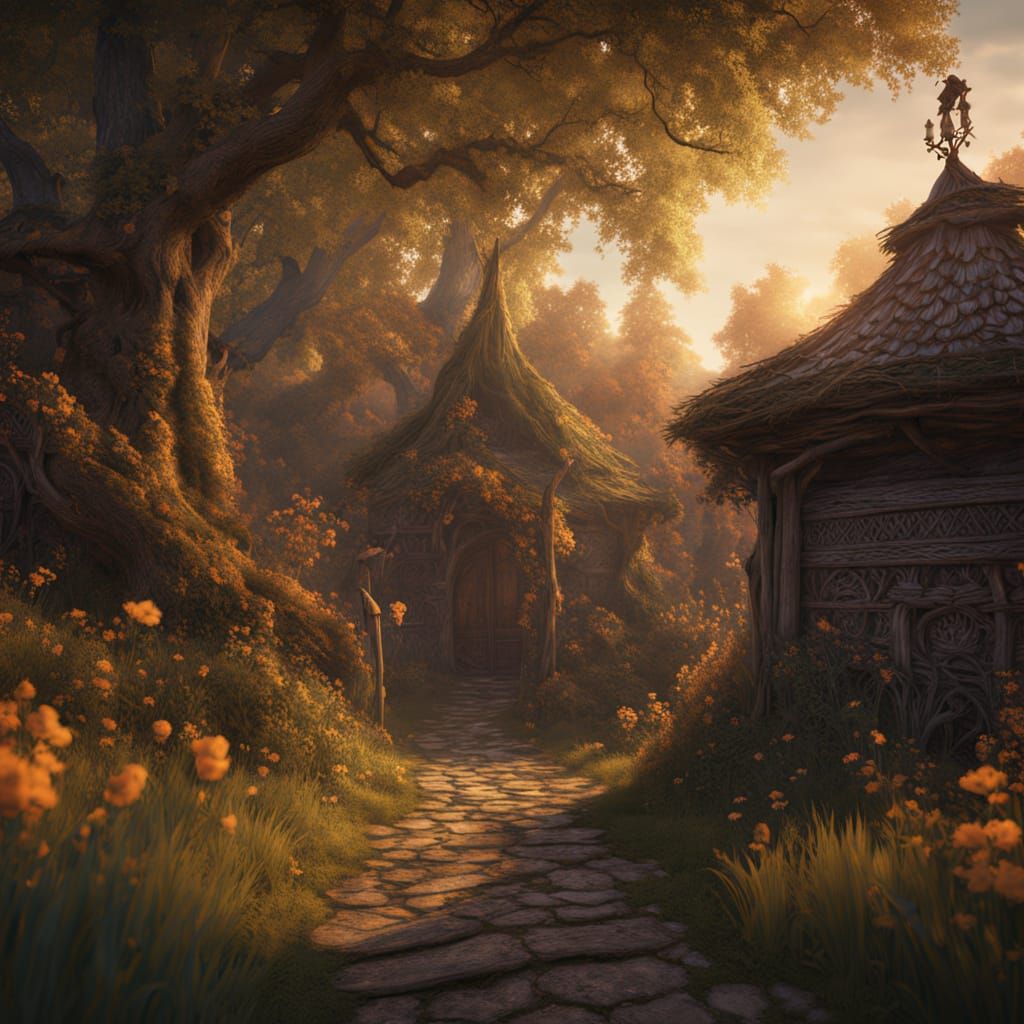 Warm Ukrainian Sunset Scene with Twisted Wicker Fence