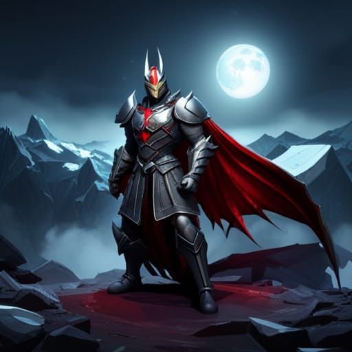 Armored Knight with Dragon Wings in Dark Fantasy Style