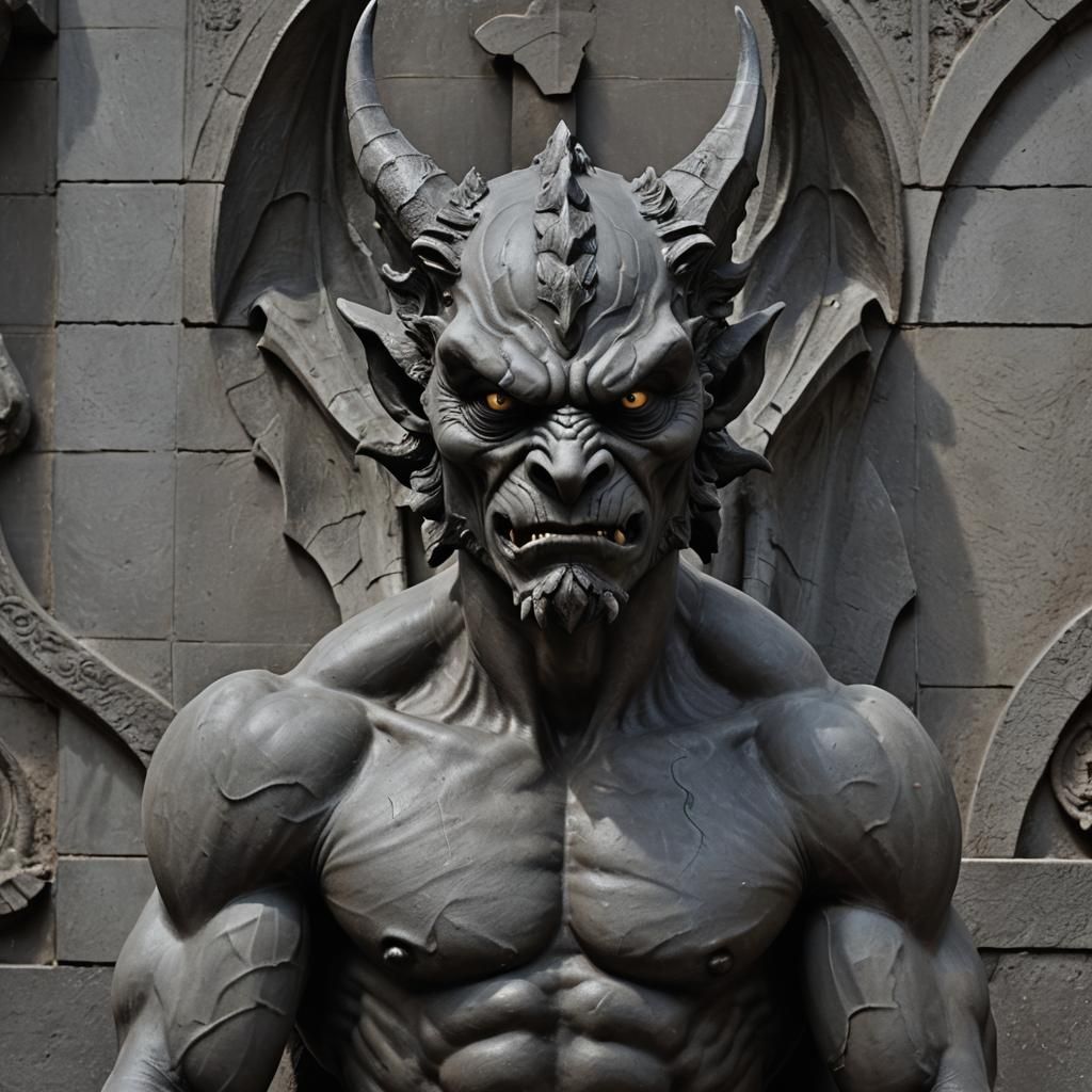 Fearsome Gargoyle with Chiseled Features