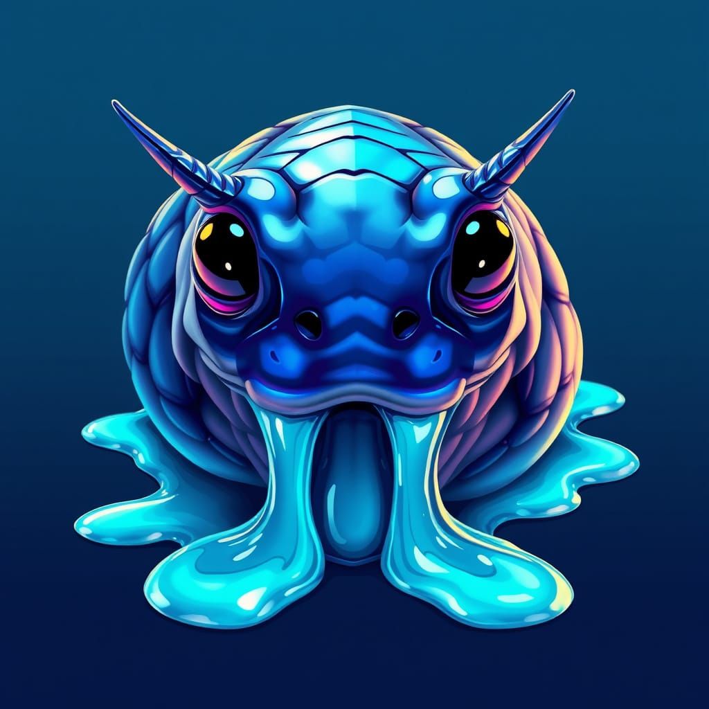 Glistening Iridescent Slug Monster in Pop Art Style