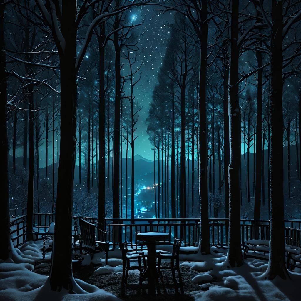 Snowy Mountain Balcony View in a Blizzard