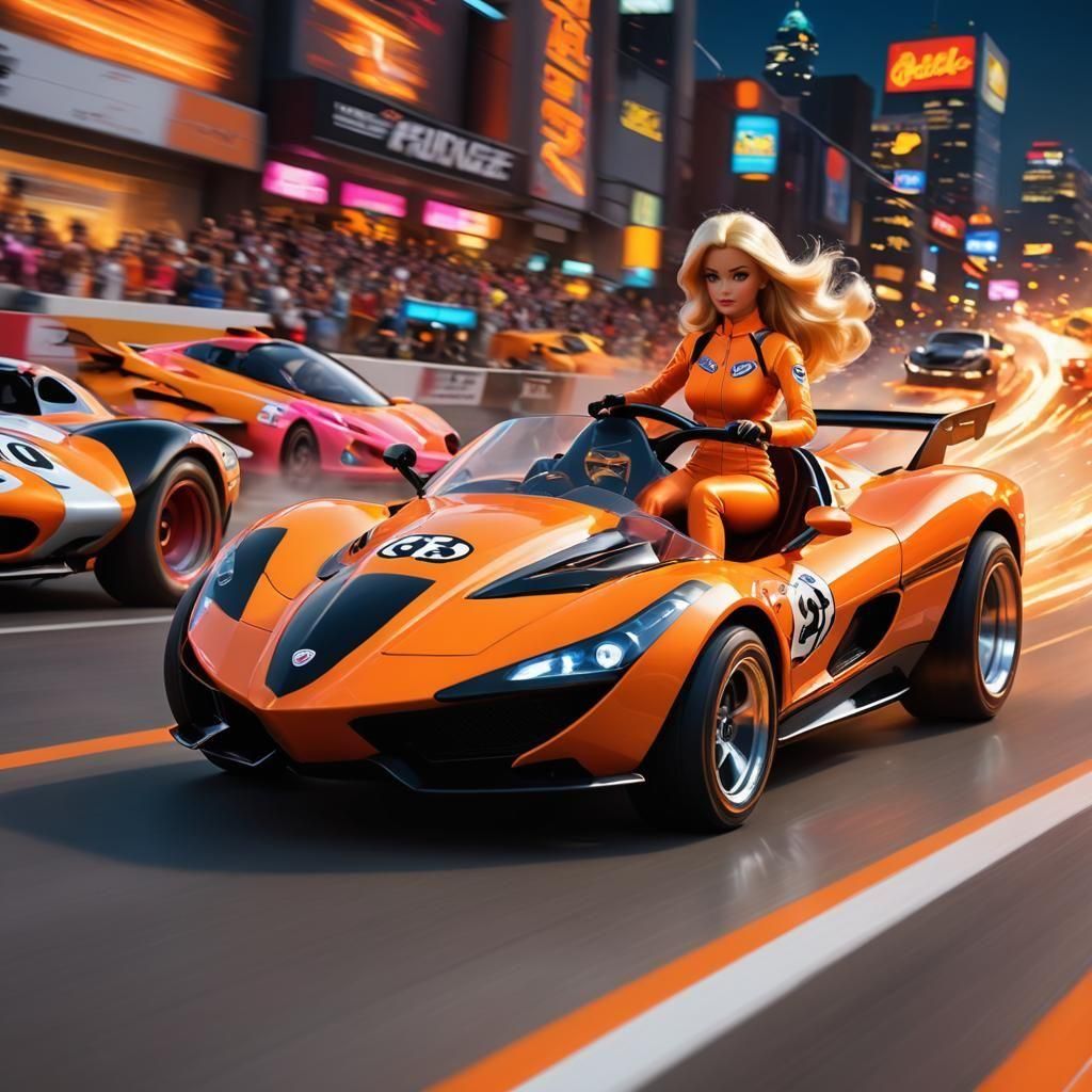 Barbie as Speed Racer in Pumpkin Race