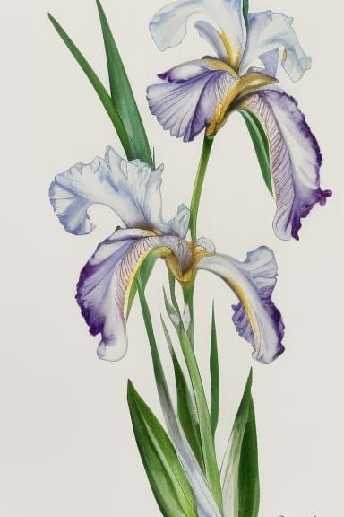 Watercolor Iris Flower Botanical Art Print