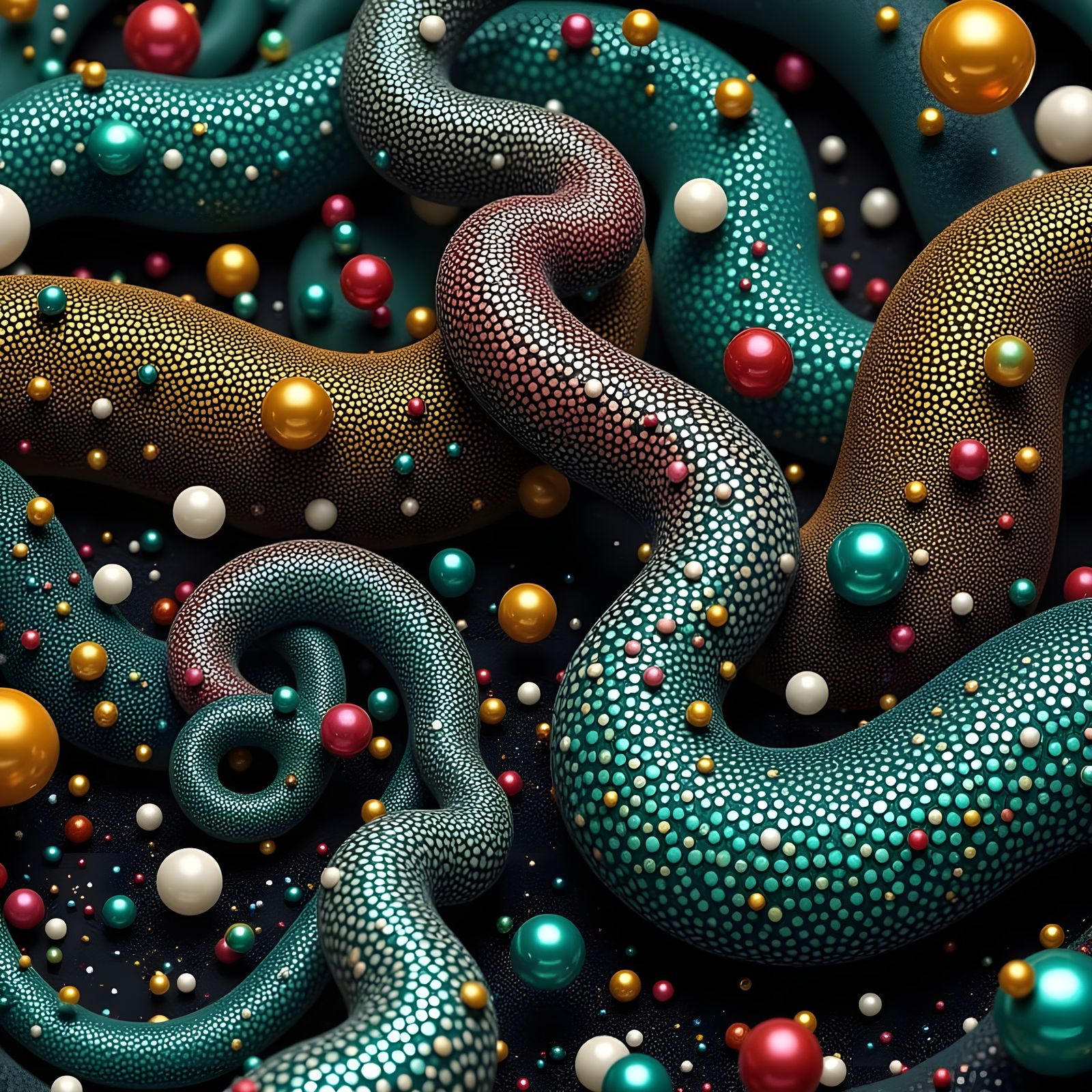 Wavy Fractal Wire Pattern with Galaxy Background