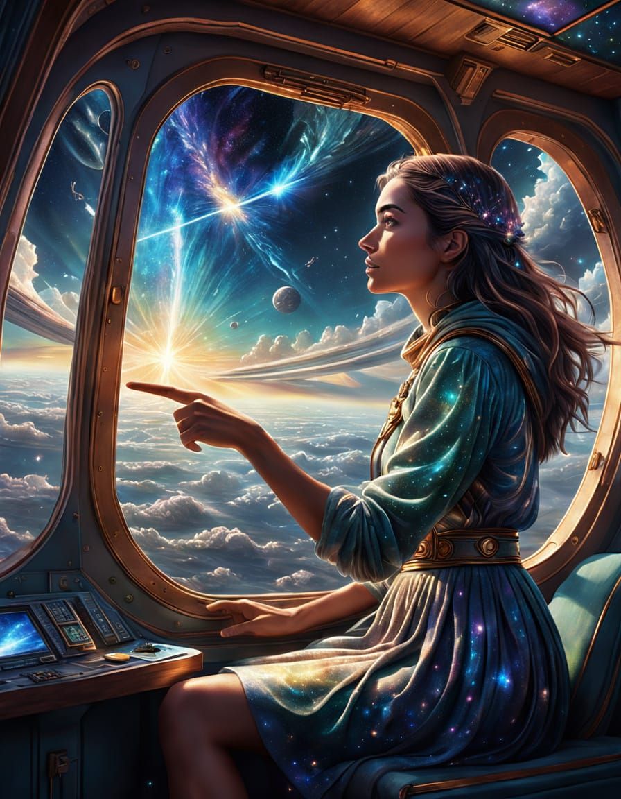 Woman's Astral Journey Through the Galaxy