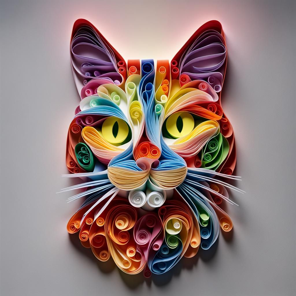 Paper quilling of a cat