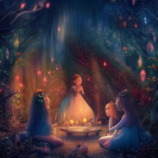 Girl Whispering Secret in Fairytale Landscape