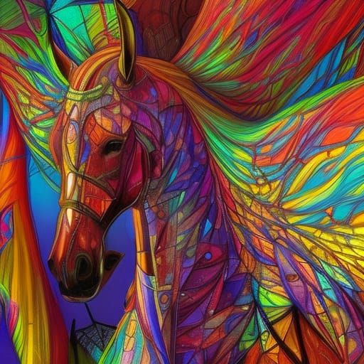 Colorful Sunset Stained Glass Illustration